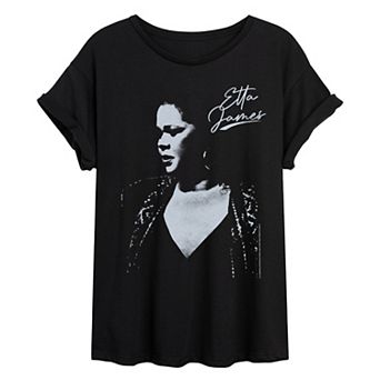 Juniors' Etta James Distressed Oversized Tee