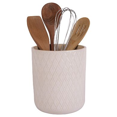 Home Essentials White Diamond Utensil Crock