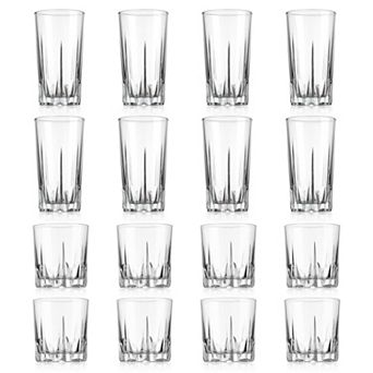 Home Essentials 16 pc Black Bar Diamante Glassware