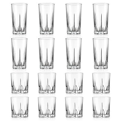 Home Essentials 16 pc Black Bar Diamante Glassware