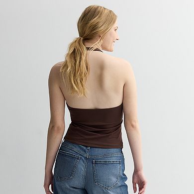 Juniors' Pink Republic Halter Tank with Hardware