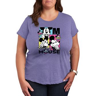 Plus Size Disney's Mickey Mouse Retro Grid Graphic Tee