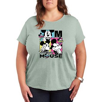 Plus Size Disney's Mickey Mouse Retro Grid Graphic Tee