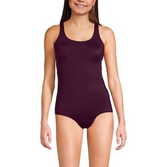 Women's Lands' End Mastectomy Scoop Neck Tugless Sporty One-Piece Swimsuit