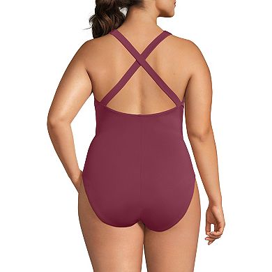 Plus Size Lands' End Tugless X-Back One-Piece Swimsuit