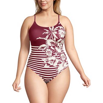 Plus Size Lands' End Tugless Thin Strap One-Piece Swimsuit