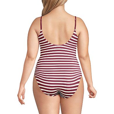 Plus Size Lands' End Tugless Thin Strap One-Piece Swimsuit