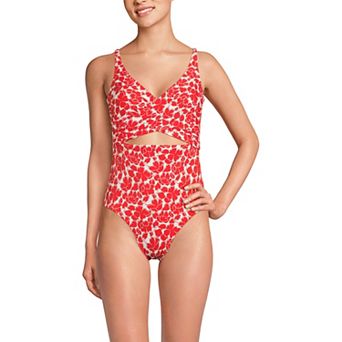 Women's Lands' End Wrap Monokini High Leg One-Piece Swimsuit