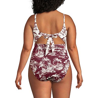 Plus Size Lands' End Wrap Monokini High Leg One-Piece Swimsuit