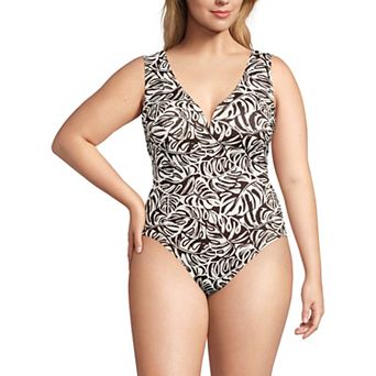 Plus Size Lands' End Sculpting Suit Sweetheart V-Wire High Leg One-Piece Swimsuit