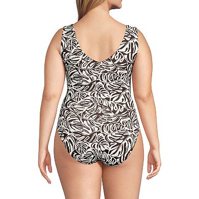 Plus Size Lands' End Sculpting Suit Sweetheart V-Wire High Leg One-Piece Swimsuit