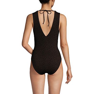 Women's Lands' End Surplice Tie Back One-Piece Swimsuit