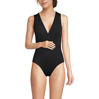 Women's Lands' End Surplice Tie Back One-Piece Swimsuit