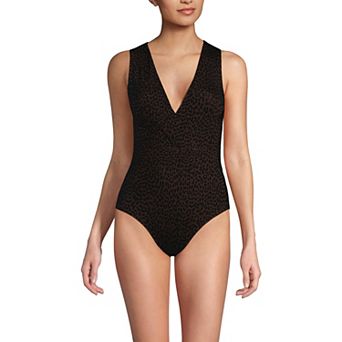 Women's Lands' End Surplice Tie Back One-Piece Swimsuit
