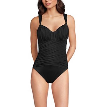 Women's Lands' End Smoothing Sweetheart Shirred One-Piece Swimsuit