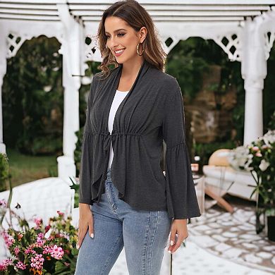 Women's Casual Lightweight Ruffles Flare Sleeve Cardigan