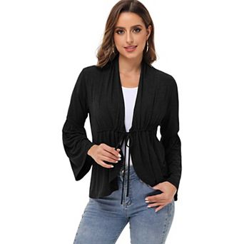 Women's Casual Lightweight Ruffles Flare Sleeve Cardigan