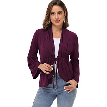 Women's Casual Lightweight Ruffles Flare Sleeve Cardigan