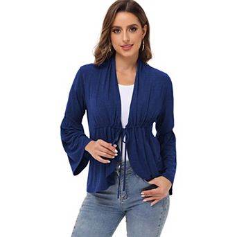 Women's Casual Lightweight Ruffles Flare Sleeve Cardigan