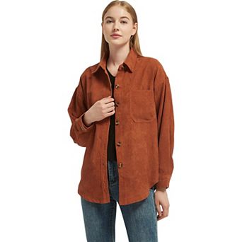Women's Casual Boyfriend Button Down Long Sleeve Shirt Coat