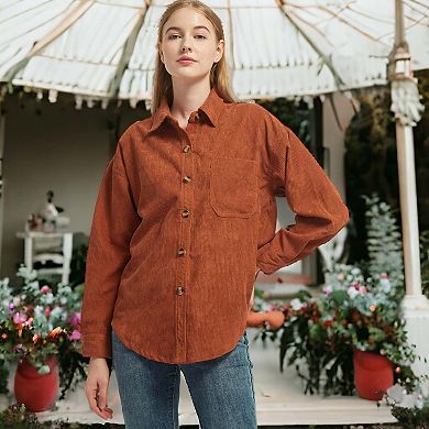 Women's Casual Boyfriend Button Down Long Sleeve Shirt Coat