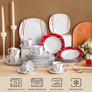 FELISA 30 pc Dinnerware Set, Tabletop for 6, Plates, Coffee Set