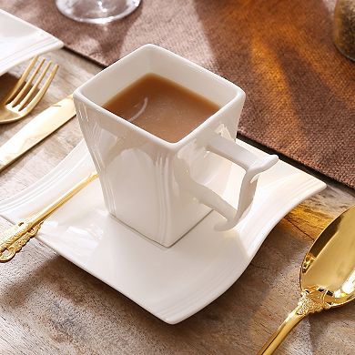 18-piece Porcelain Dinner Service for 6, Dessert Plates, Coffee Cups, Saucers,