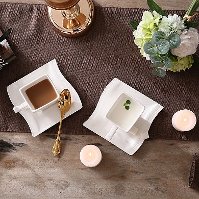 18-piece Porcelain Dinner Service for 6, Dessert Plates, Coffee Cups, Saucers,