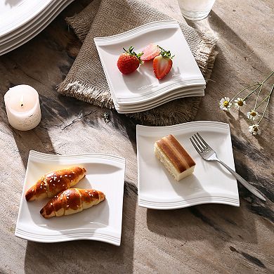 18-piece Porcelain Dinner Service for 6, Dessert Plates, Coffee Cups, Saucers,