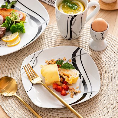 20-piece Porcelain Dinner Service for 6, Plates, Bowls, Egg Cups, Mugs