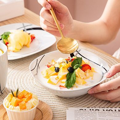 20-piece Porcelain Dinner Service for 6, Plates, Bowls, Egg Cups, Mugs