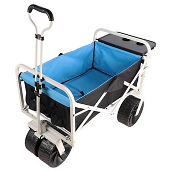 LOVMOR Folding Wagon Garden Shopping Beach Cart White