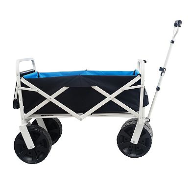 LOVMOR Folding Wagon Garden Shopping Beach Cart White
