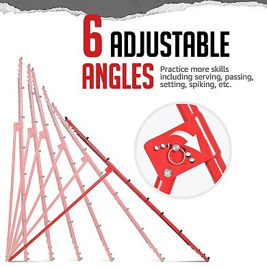 Volleyball Rebounder 4x7FT, 6-Angle Adjustable Bounce Back Net for Spiking, Setting & Bumping