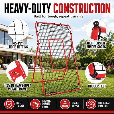 Zealfeel Volleyball Rebounder 4x7FT, 6-Angle Adjustable Bounce