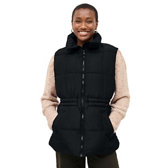 ellos Plus Size Puffer Vest With Elastic Waist
