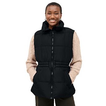 ellos Plus Size Puffer Vest With Elastic Waist