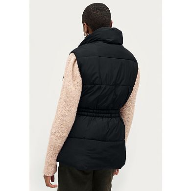 ellos Plus Size Puffer Vest With Elastic Waist