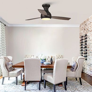 48" Bronze 3-Blade Integrated LED Flush Mount Ceiling Fan with Remote