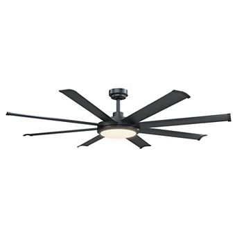 60" Modern Black Intergated LED Outdoor Ceiling Fan with Light and Remote