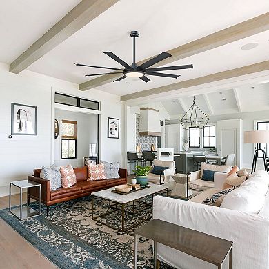 60" Modern Black Intergated LED Outdoor Ceiling Fan with Light and Remote