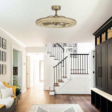 33-in Antique Bronze 3-Blade Crystal LED Ceiling Fan with Remote