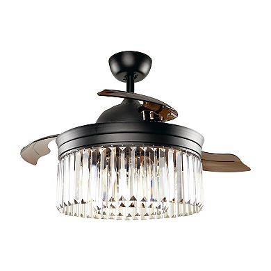 42" Modern Retractable 3-Blade Crystal LED Ceiling Fan with Remote