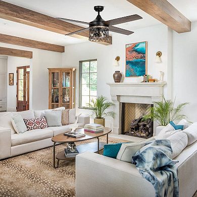 52" Farmhouse 3-Light Wooden 4-Blade Ceiling Fan with Remote