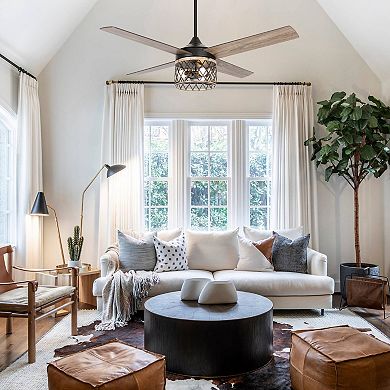 52" Farmhouse 3-Light Wooden 4-Blade Ceiling Fan with Remote