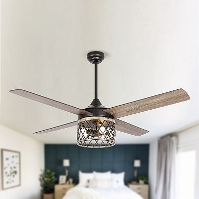 52" Farmhouse 3-Light Wooden 4-Blade Ceiling Fan with Remote