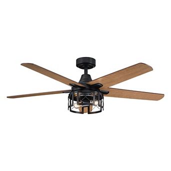 52" Rustic Reversible 5-Blade Indoor Ceiling Fan with Light and Remote