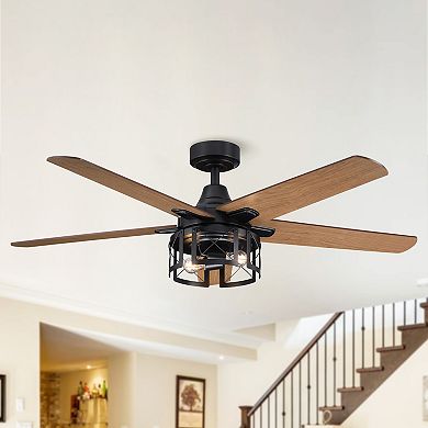 52" Rustic Reversible 5-Blade Indoor Ceiling Fan with Light and Remote