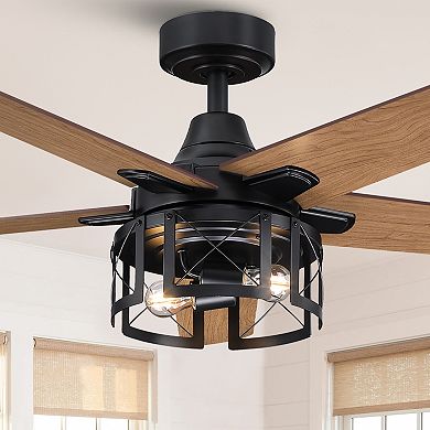 52" Rustic Reversible 5-Blade Indoor Ceiling Fan with Light and Remote