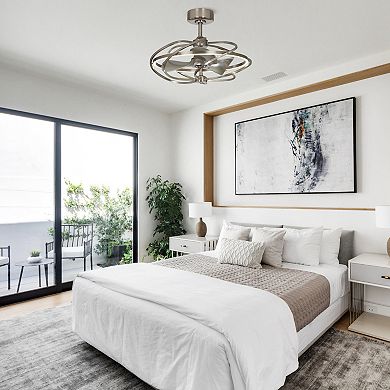 27-inch Satin Nickel 3-Blade Chandelier LED Ceiling Fan with Remote